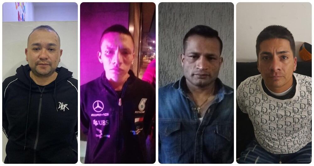 Carlos Henry Uribe Diaz, alias Carlos. Cabecilla de la banda; John Stiven Uribe Rojas, alias care perro; Jeison Vanegas, alias cuzumbo; y Devid Alvarado, alias Alvarado.