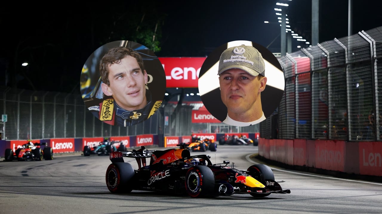 Carrera de Fórmula 1, Ayrton Senna y Michael Schumacher.