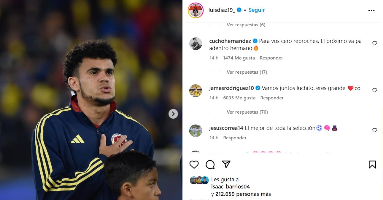 Mensajes de futbolistas al guajiro Díaz.