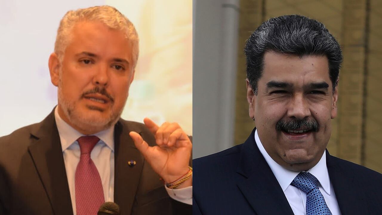 Iván Duque, expresidente de Colombia, y Nicolás Maduro, mandatario de Venezuela.