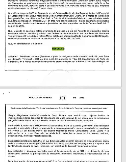 Resolución frente 33 de las disidencias de las Farc