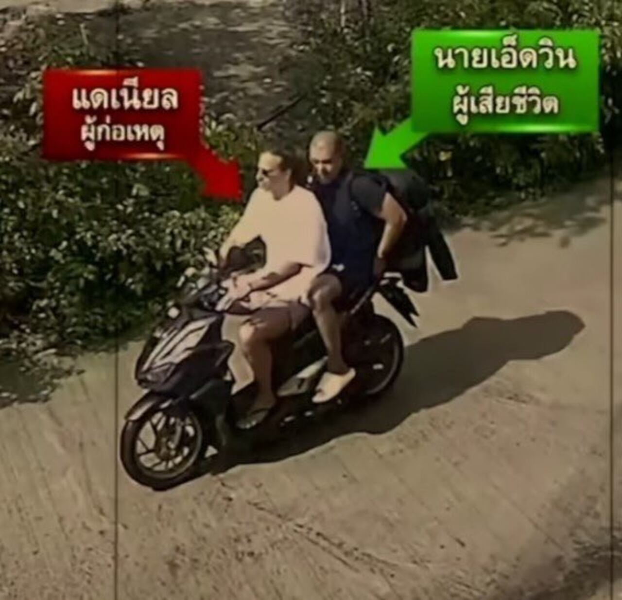 La policía tailandesa reveló imágenes de ambos hombres compartiendo antes del macabro crimen.