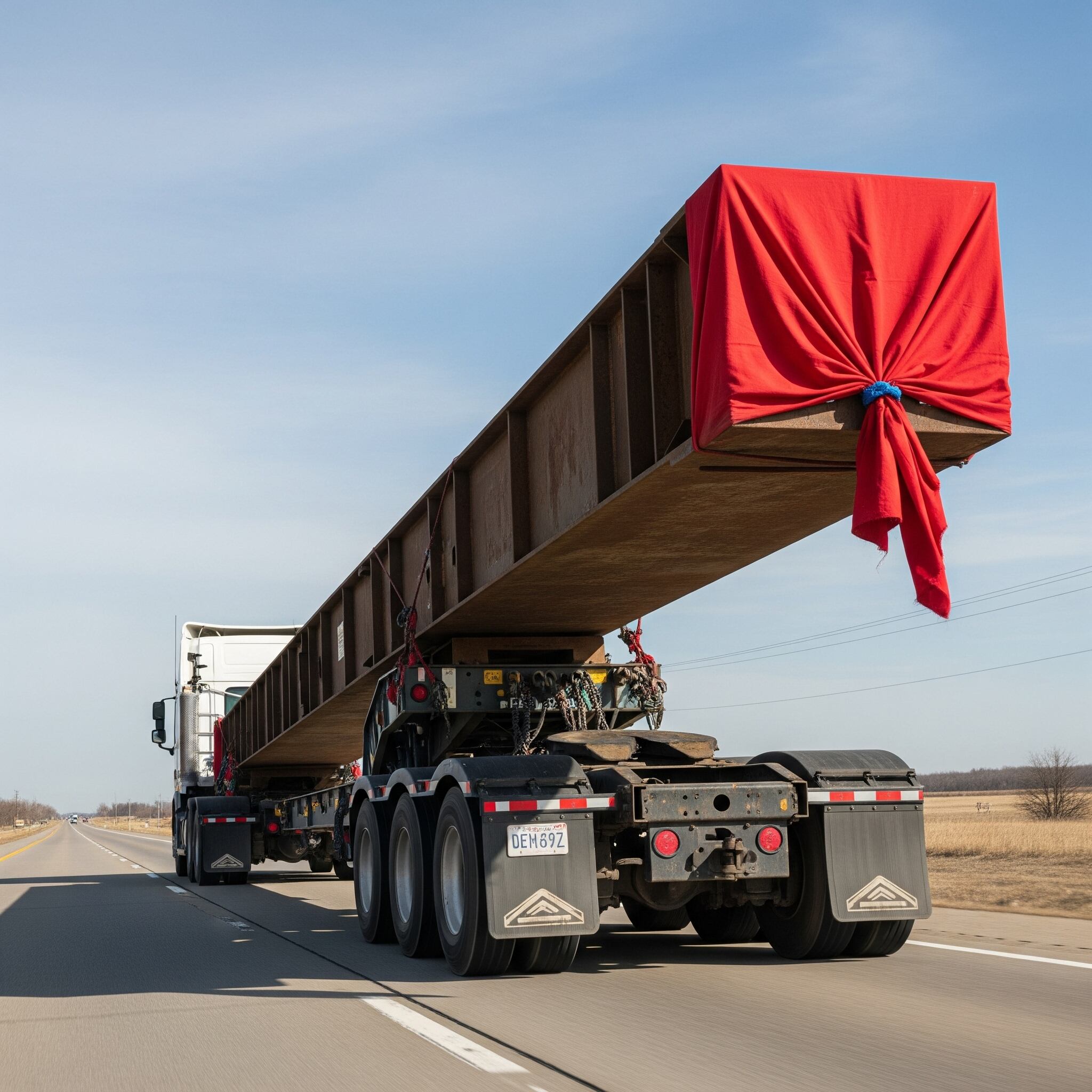 el trapo rojo es una señal para advertir que se transporta carga sobredimensionada.