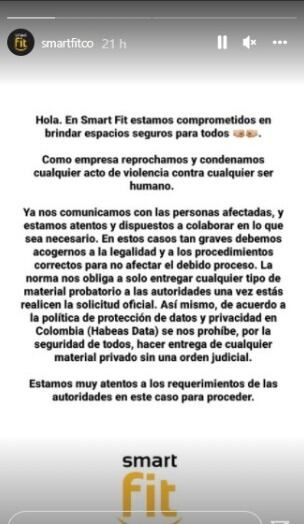 Smart Fit se pronuncia sobre el caso de agresión en una de sus instalaciones. Los hechos sucedieron en el gimnasio Smart Fit de la cra. 13 #51-57. En el video viral en redes sociales se ve cuando el hombre y la mujer están peleando.