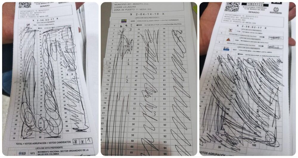 Algunos de los formatos E-14 analizados por la Registraduría