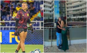 Luisa Agudelo, arquera de la Selección Colombia y su novio.