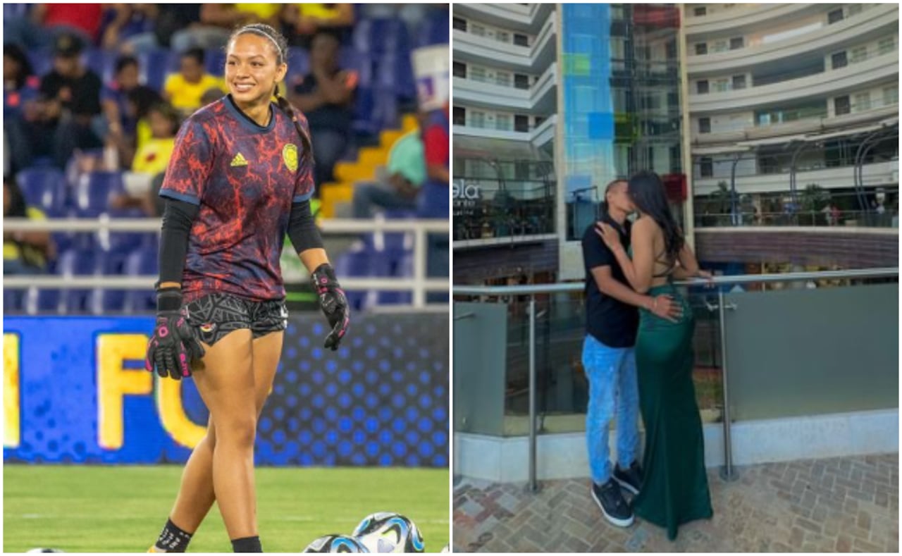 Luisa Agudelo, arquera de la Selección Colombia y su novio.