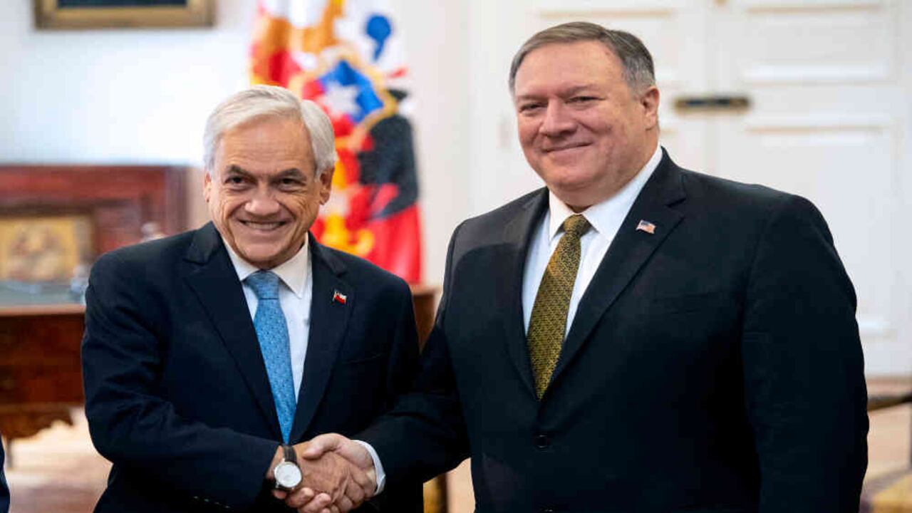 El presidente Sebastián Piñera recibió a Mike Pompeo en Santiago.