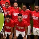 Aplausos para Falcao, que anotó un destacado gol en partido de leyendas del Manchester United.