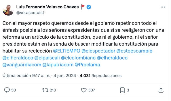 Trino del ministro Luis Fernando Velasco