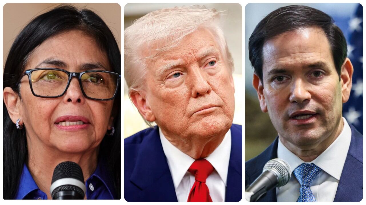Delcy Rodríguez, Donald Trump y Marco Rubio