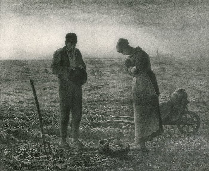 'El Ángelus', Louis-Émile Vernier a partir de una obra de Jean Françoise Millet, S.XIX, Litografía, Calcografía del Louvre (París, Francia).