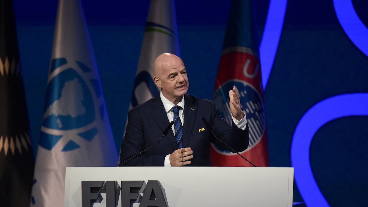 El presidente de la FIFA, Gianni Infantino, durante el 75º Congreso de la FIFA.