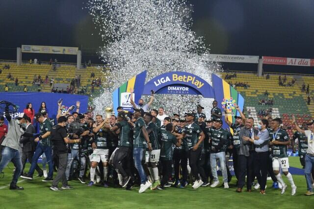 Deportivo Cali la última vez que salió campeón, en diciembre de 2021.