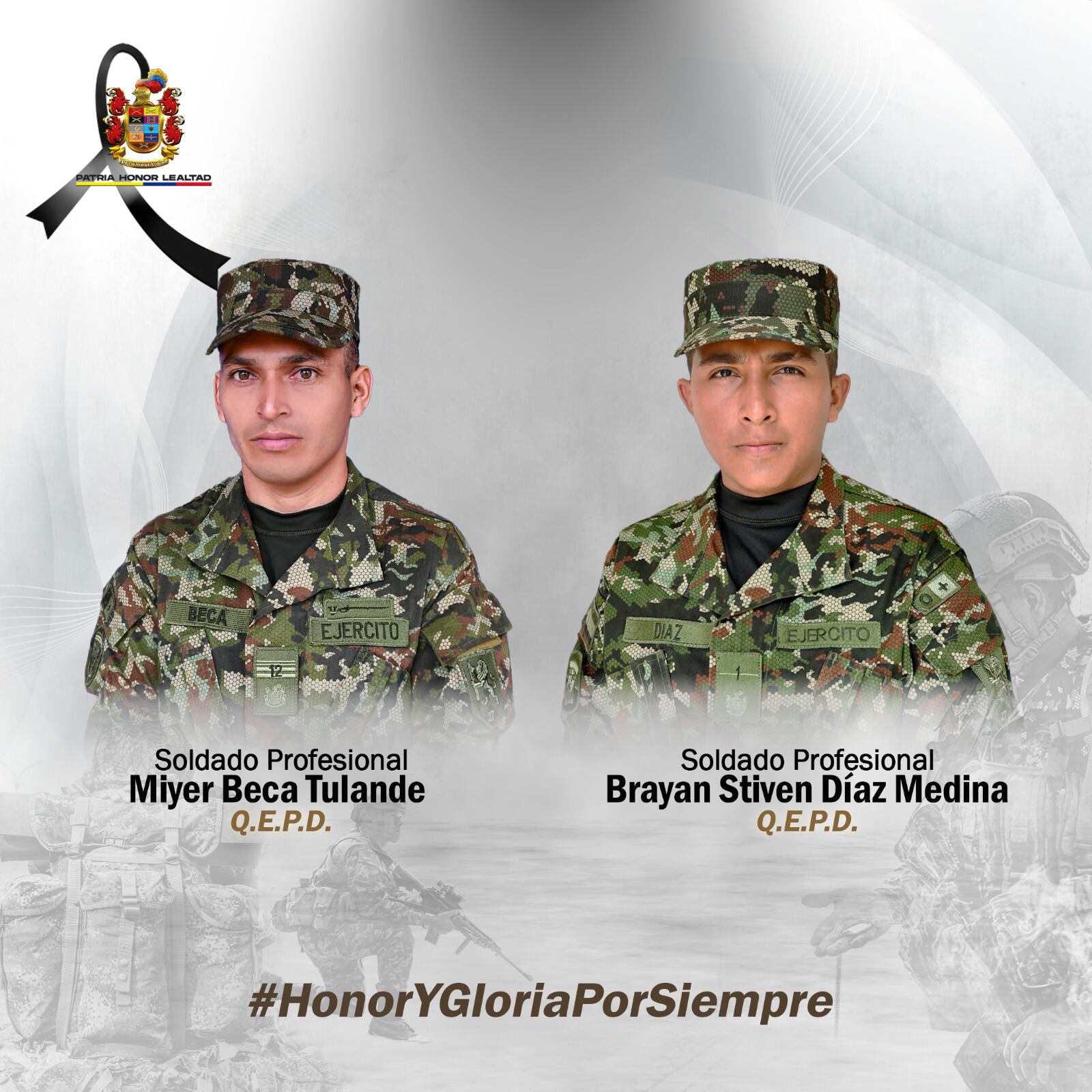 Soldados que murieron en accidente de tránsito.