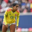 HARRISON, NEW JERSEY - MARCH 7: Maithe Lopez #17 of Colombia looks downfield during the 2026 SheBelieves Cup match between United States and Colombia at Sports Illustrated Stadium on March 7, 2026 in Harrison, New Jersey. (Photo by Stephen Nadler/ISI Photos/USSF/Getty Images)