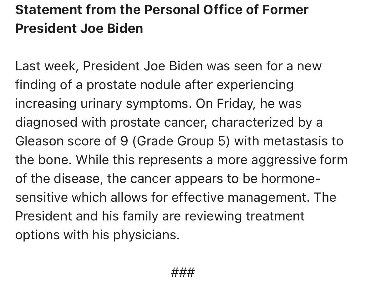 Comunicado de la oficina personal de Joe Biden.