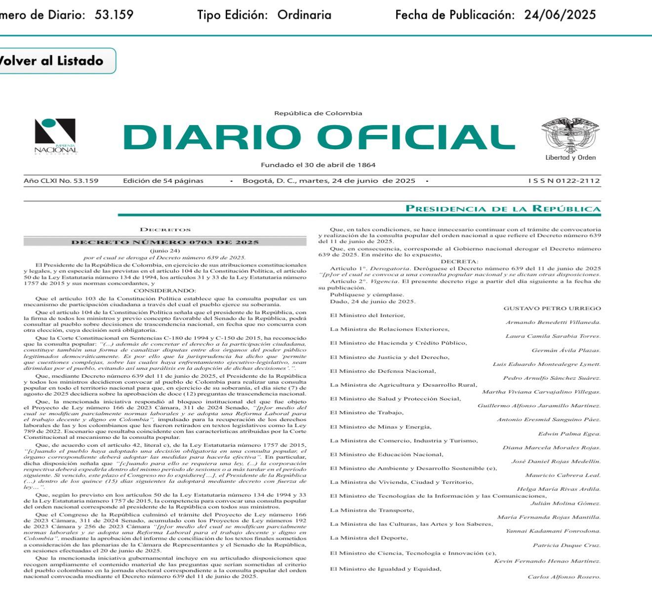 Decreto con el que el Gobierno deroga el decretazo