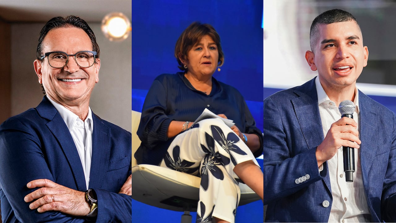 Juan Carlos Mora, presidente de Bancolombia; María Lorena Gutiérrez,
presidenta del Grupo Aval, y Jonathan Malagón, presidente de Asobancaria.