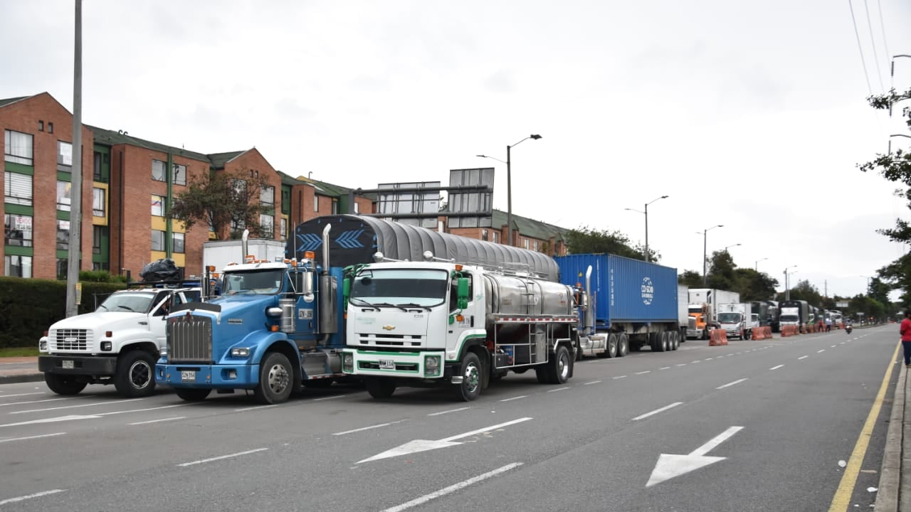Paro de camionero y bloqueos en las vías durante el Paro Nacional de 2021.