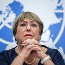 Outgoing United Nations High Commissioner for Human Rights Michelle Bachelet gives a final press conference at the United Nations offices in Geneva on August 25, 2022. - Bachelet faces pressure to release a long-delayed report on the situation in the Xinjiang region, where Beijing stands accused of detaining more than one million Uyghurs and other Muslim minorities -- charges it vehemently denies. She has vowed the report will be released before she steps down, at the end of the month. (Photo by Fabrice COFFRINI / AFP)