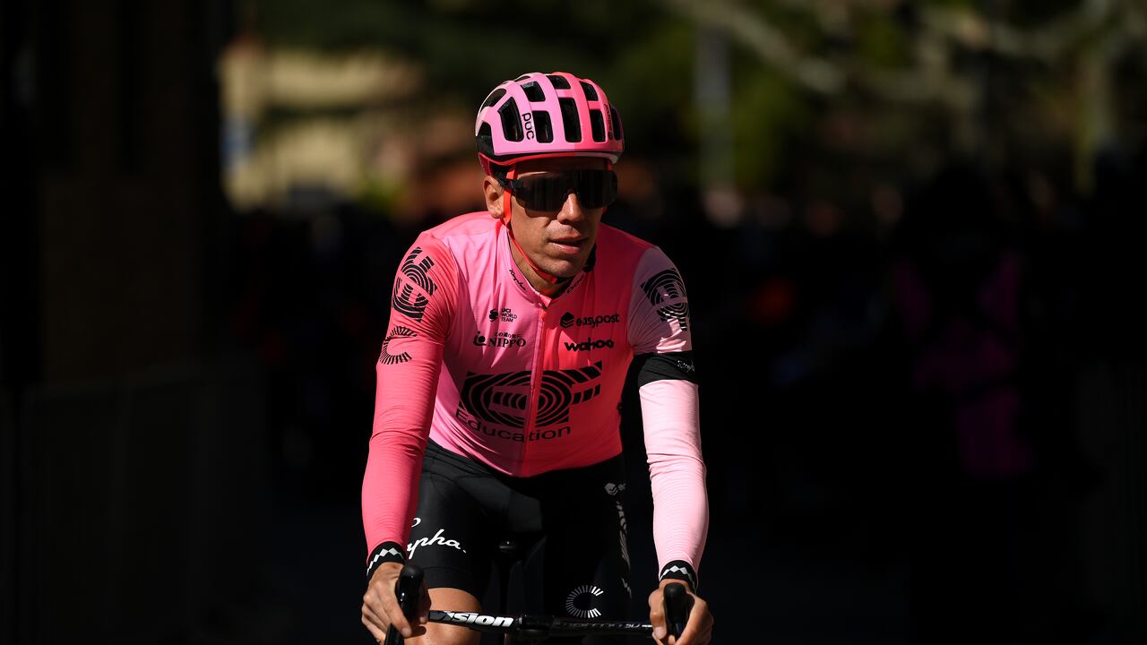VIANA, SPAIN - APRIL 04: Rigoberto Uran of Colombia and Team EF Education-Easypost prior to the 2nd Itzulia Basque Country 2023, Stage 2 a 193.8km stage from Viana to Leitza / #UCIWT / on April 04, 2023 in Viana, Spain. (Photo by David Ramos/Getty Images)