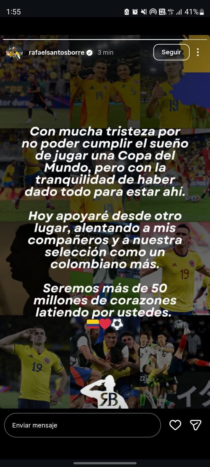 Reacción de Rafael Santos Borré por no ir al Mundial 2026