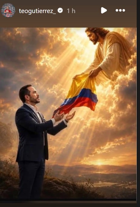 La imagen con la que Teófilo Gutiérrez celebró el triunfo de Abelardo De La Espriella en la segunda vuelta presidencial.