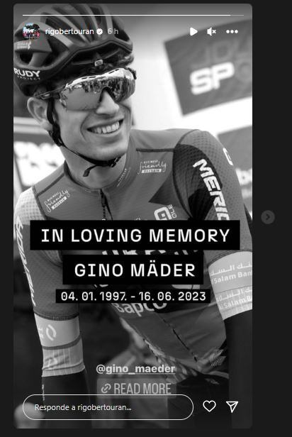 Rigoberto Urán le dedicó un sentido 'post' al suizo