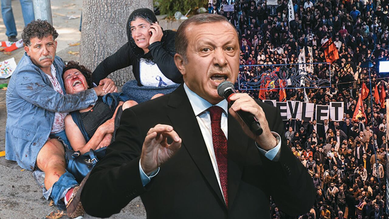 Según el presidente Erdogan, son los kurdos los autores de la violencia. La oposición ha responsabilizado al gobierno, que se habría aliado con Isis. “Fue el Estado”, dice la pancarta.