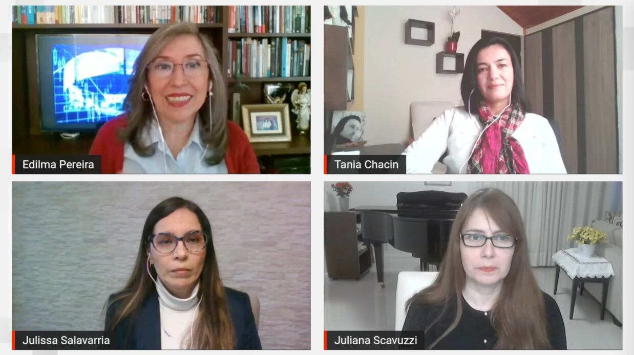 Julissa Salavarría, gerente de Sostenibilidad del aeropuerto Jorge Chávez de Lima; Tania Chacín, directora sostenibilidad de El Dorado; y Juliana Scavuzzi, directora Senior de sostenibilidad de la ACI.