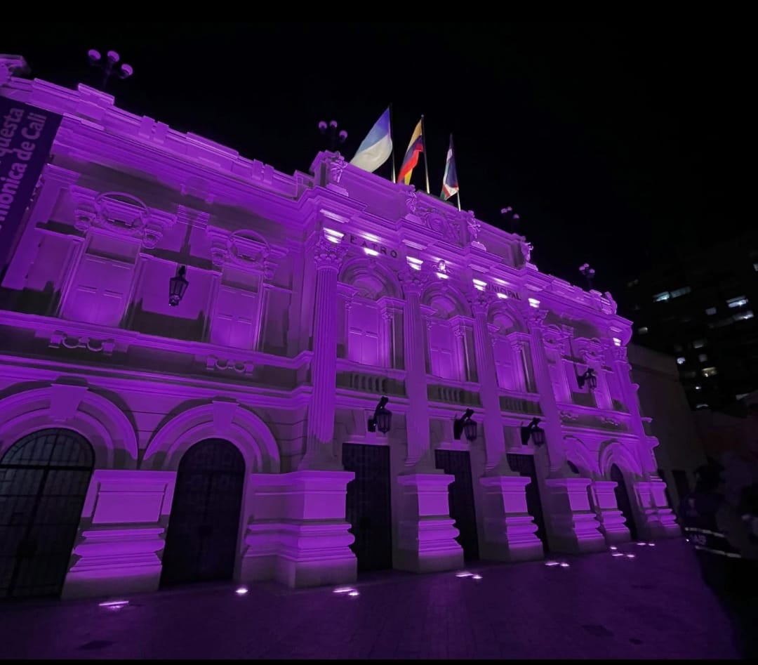 Hoy, 8 de marzo, se iluminó de violeta 10 hitos de Cali, honrando la fuerza, el compromiso y el liderazgo de las mujeres que día a día transforman a nuestra ciudad. Foto: tomada de redes sociales