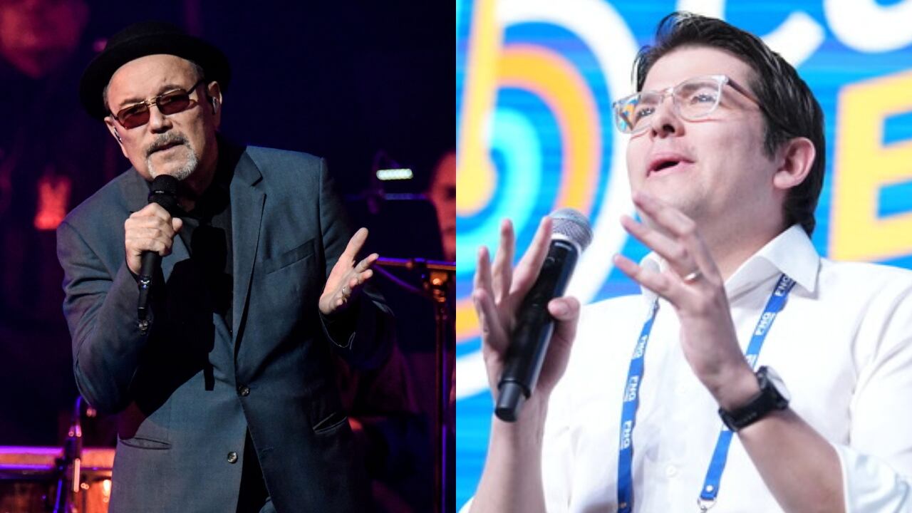 De izquierda a derecha: Rubén Blades y Miguel Uribe Turbay.