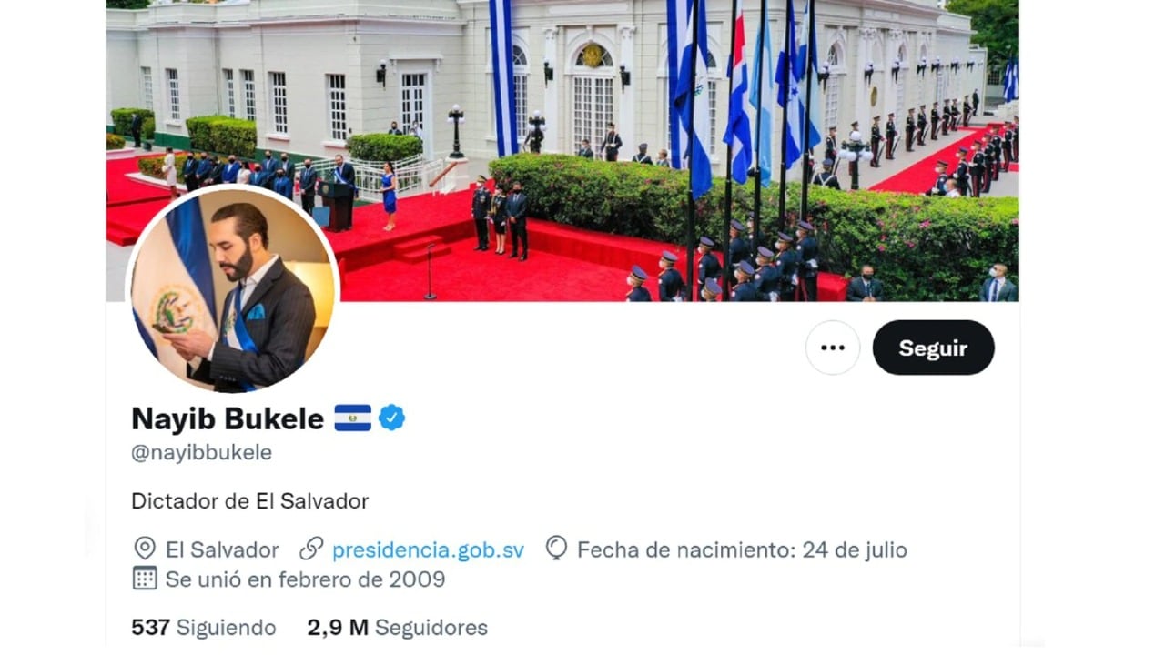Nayib Bukele, presidente de El Salvador, y su identificación en Twitter