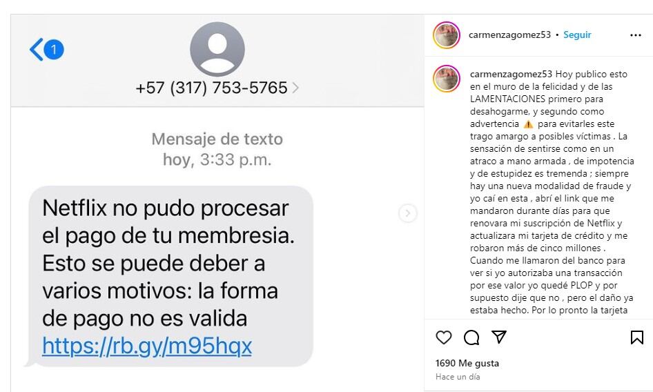 Famosas actrices colombianas fueron víctimas de robo por mensaje de texto; expusieron su caso para alertar a sus seguidores