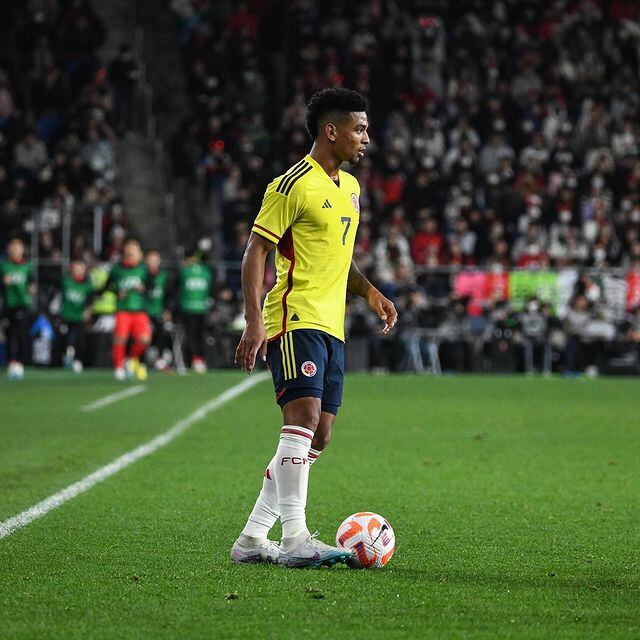 El extremo Diego Valoyes con la Selección Colombia.