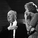 Anthony Perkins, Alfred Hitchcock y Janet Leigh durante el rodaje de "Psicosis" en 1960.