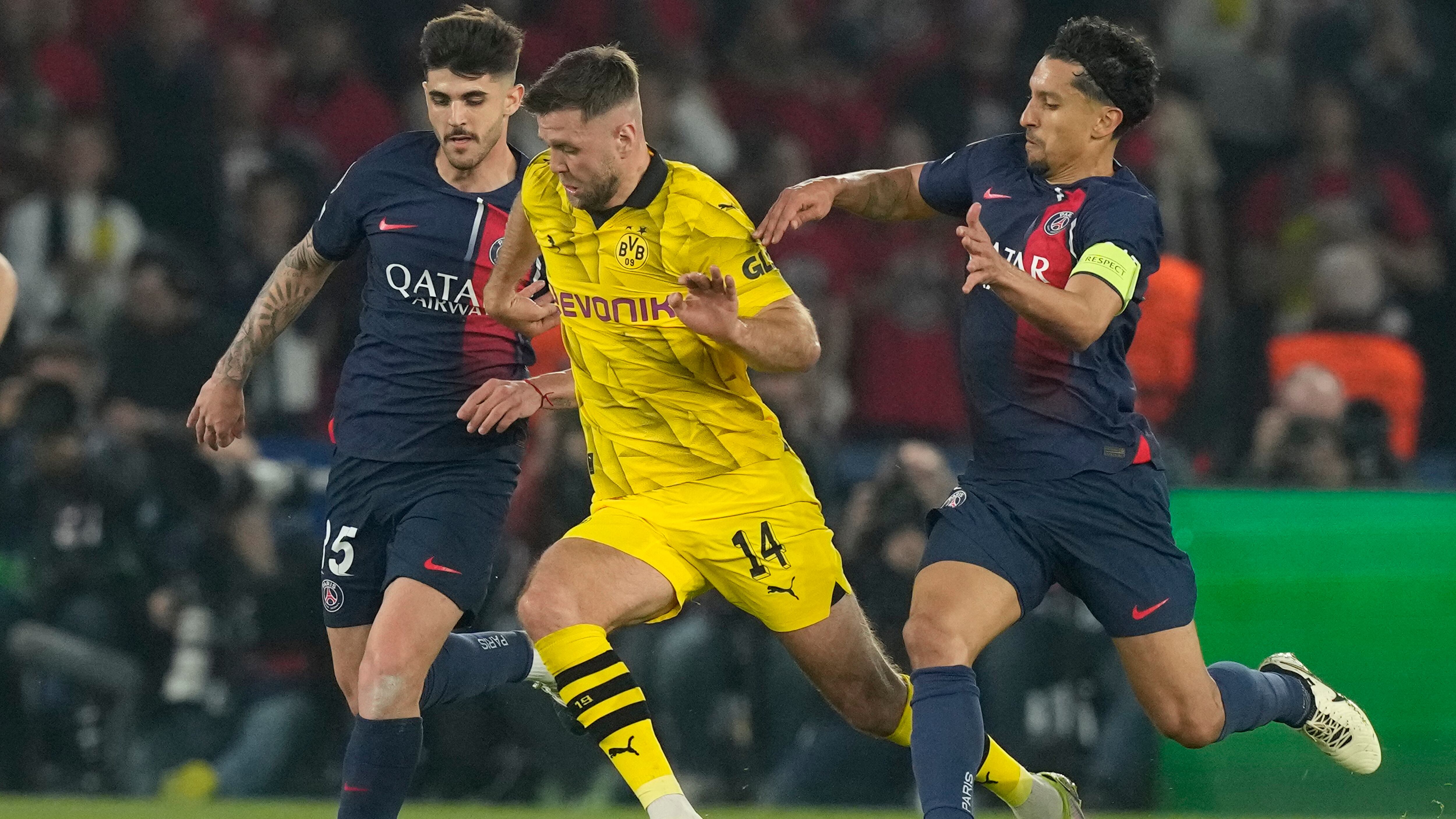 Imagen del duelo de vuelta entre el PSG y el Borussia Dortmund, este martes 7 de mayo.