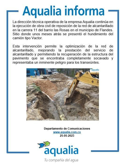 Comunicado de Aqualia sobre reposición de red