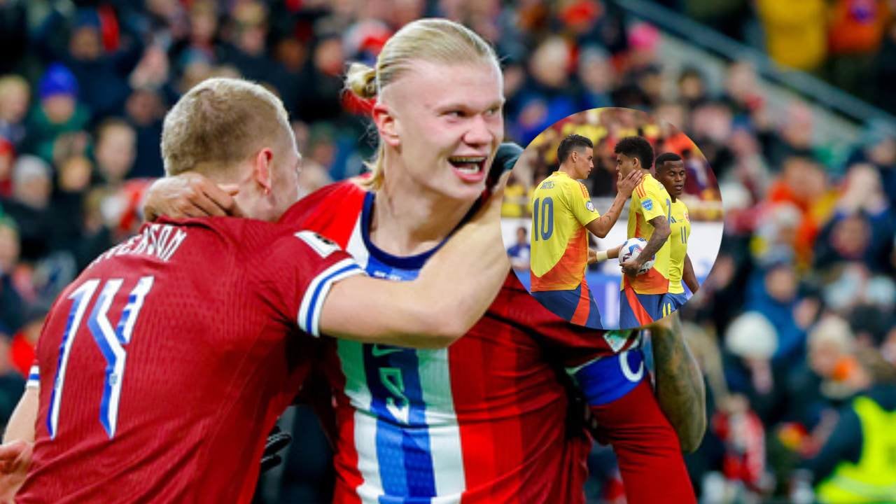 Erling Haaland celebra uno de los goles contra Estonia.