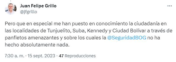 Concejal Juan Felipe Grillo hace la denuncia