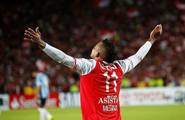 Con su gol Wilder Medina se reafirmó como el delantero líder del camerino cardenal. (Guillermo Torres / SEMANA)