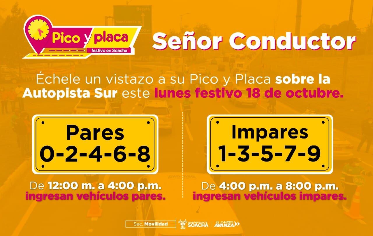 Pico y Placa en Soacha, por Alcaldía de Soacha