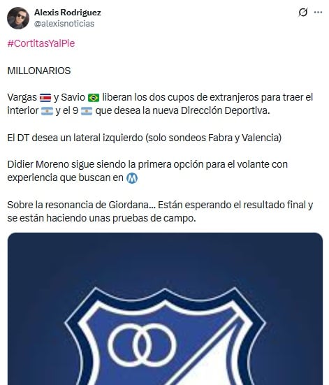 Pantallazo X: @alexisnoticias