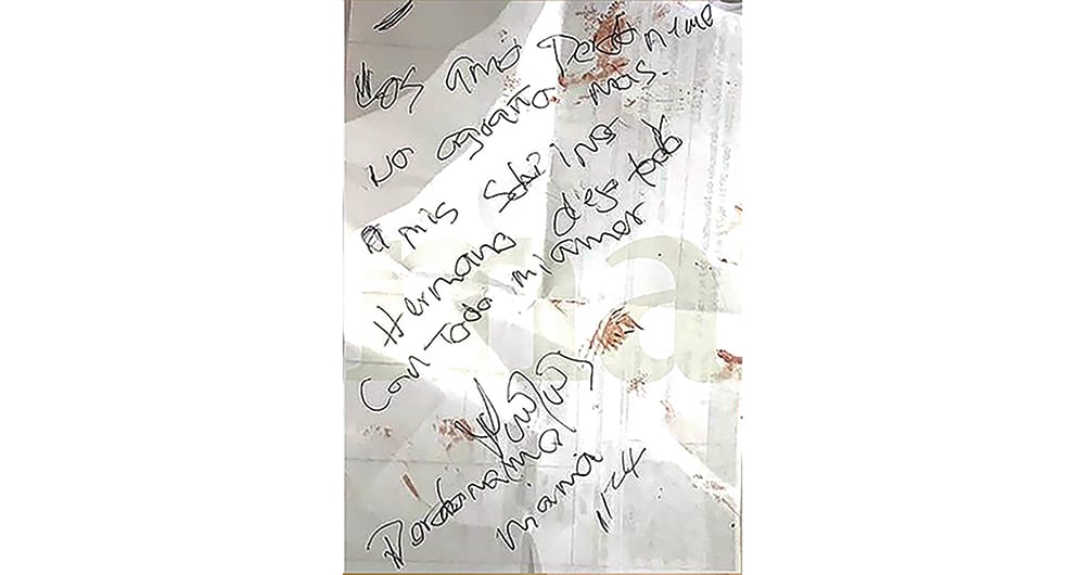 La carta que supuestamente fue escrita por Jhonier Leal. 