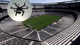 Imagen referencia del estadio de Nueva Jersey, en Estados Unidos, y un dron.