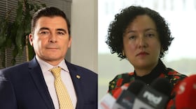 El magistrado César Reyes y la senadora Isabel Zuleta.
