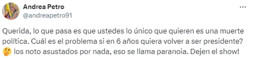 Esto dijo Andrea Petro sobre la posible reelección de su papá.