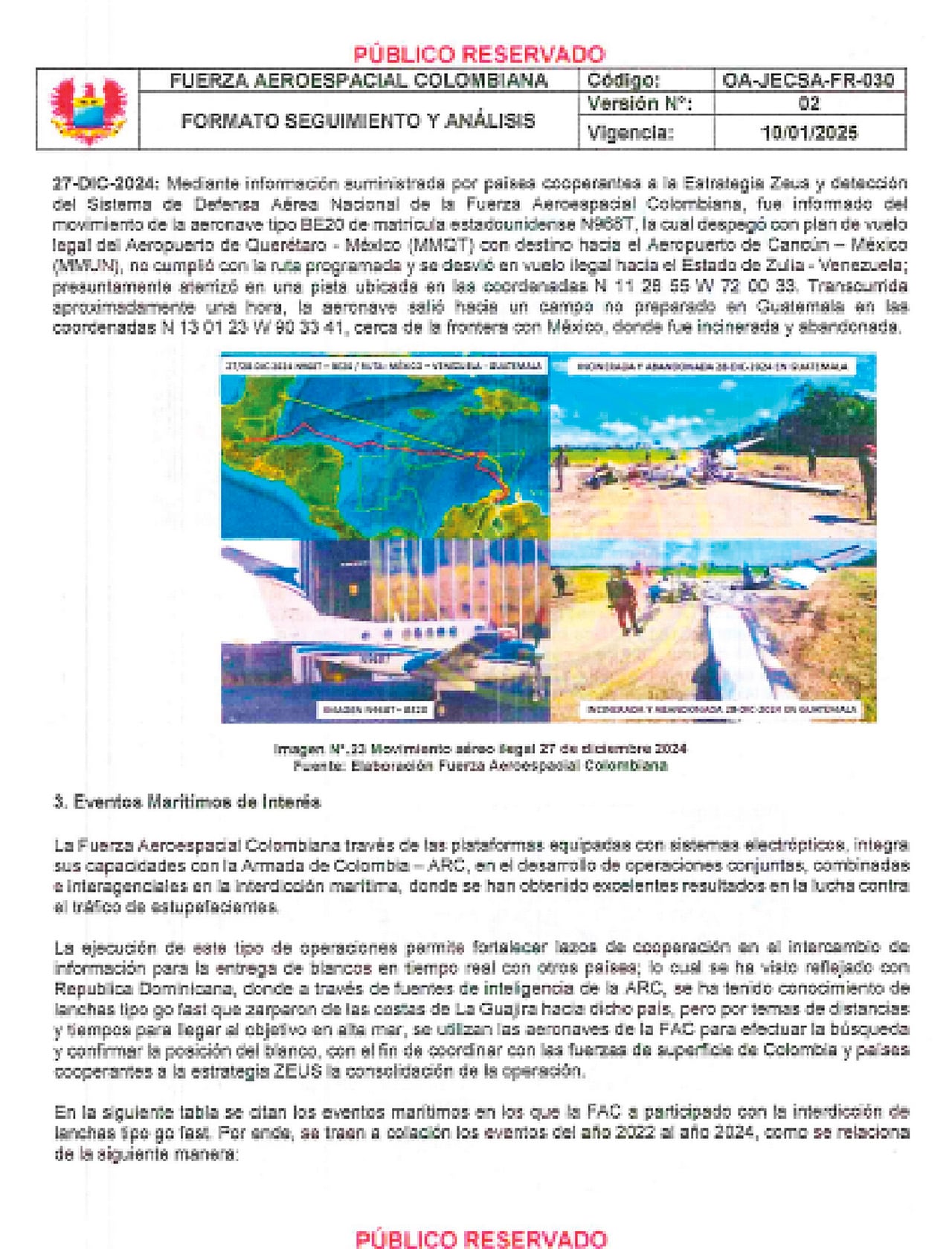 Informe de seguimiento contra la agrupación.