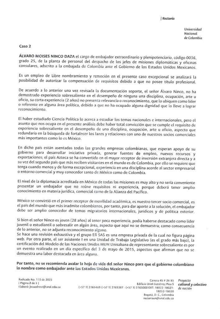Las palabras de Dolly Montoya, rectora de la Universidad Nacional, frente al caso de Moisés Ninco.